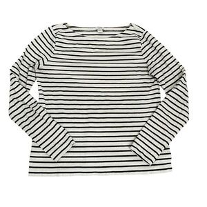J. Crew cream and navy Striped Long Sleeve Tee